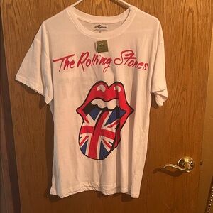The Rolling Stones Tongue Graphic Tee - White with Red & Blue NWT